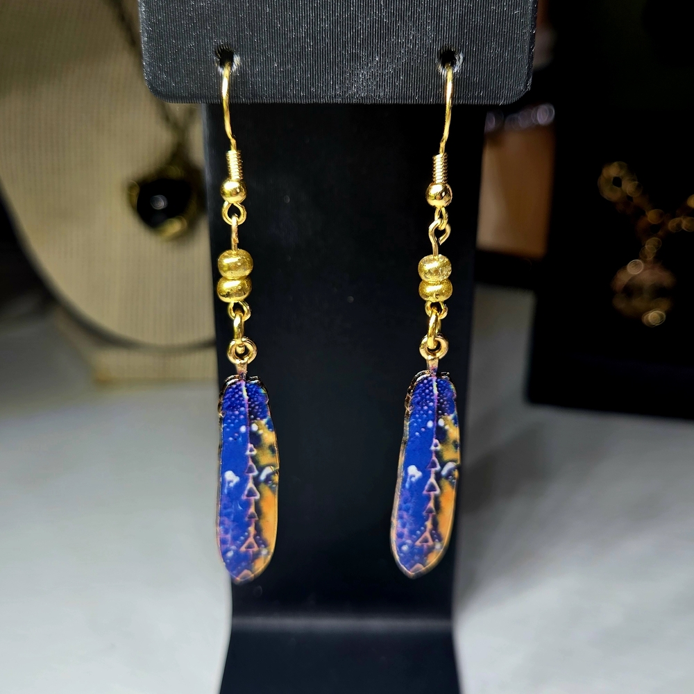 Elegant Blue and Gold Dangle Earrings